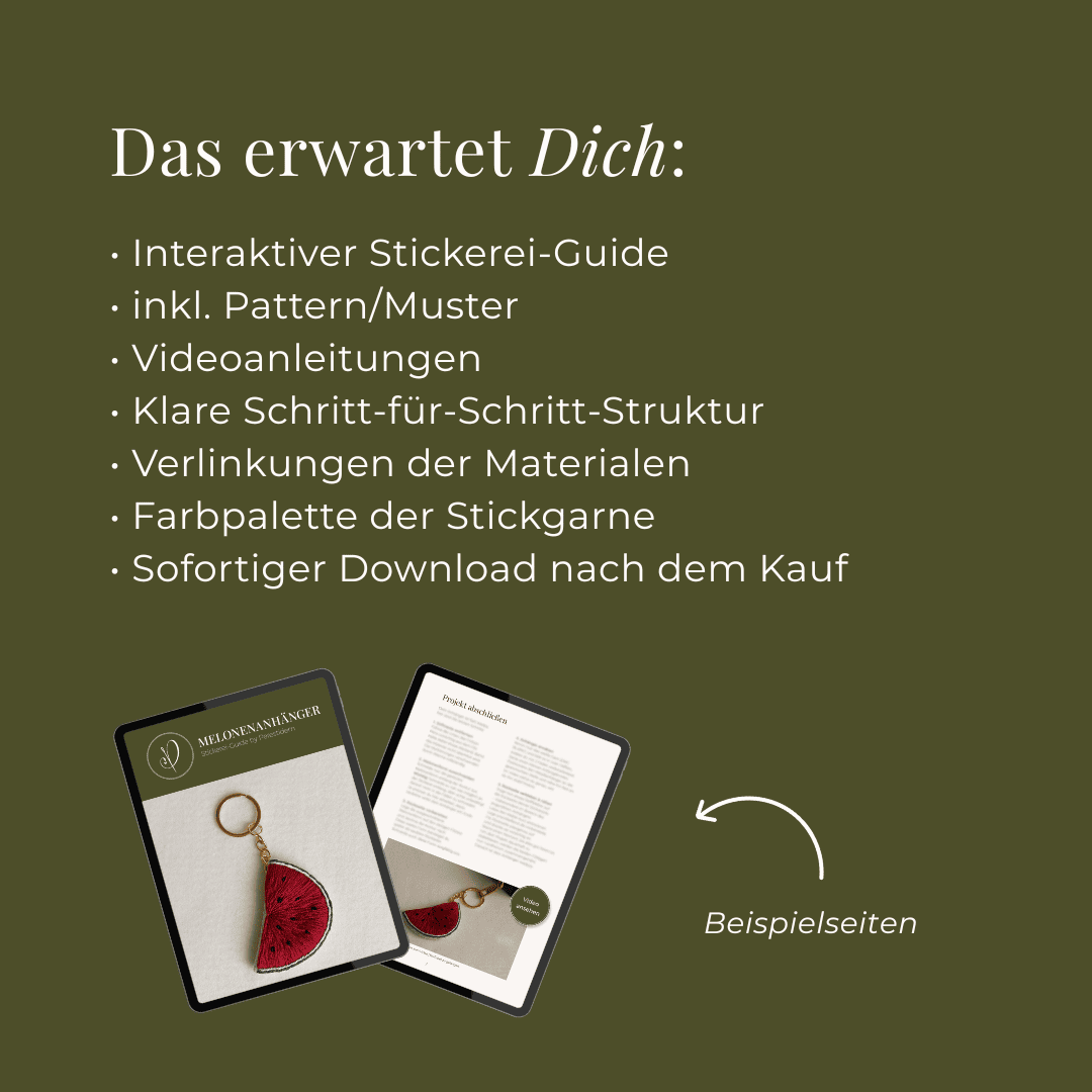 Digitaler Stickerei-Guide – Melonenanhänger 🍉