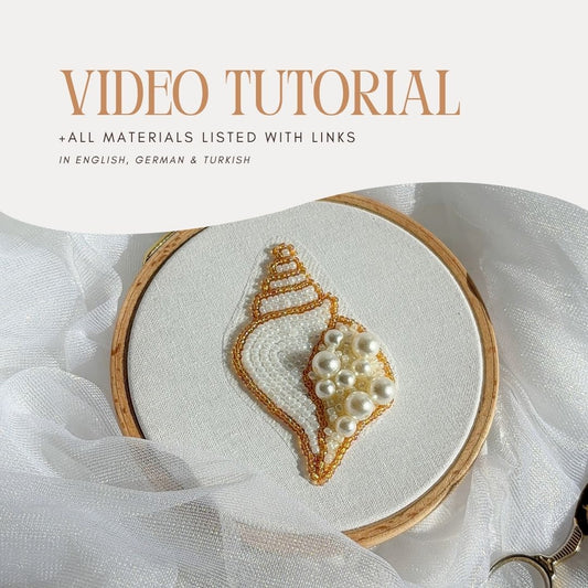 🫧 DIY Beaded Seashell 1 Tutorial & Pattern – Digital Embroidery Guide (EN / DE / TR)