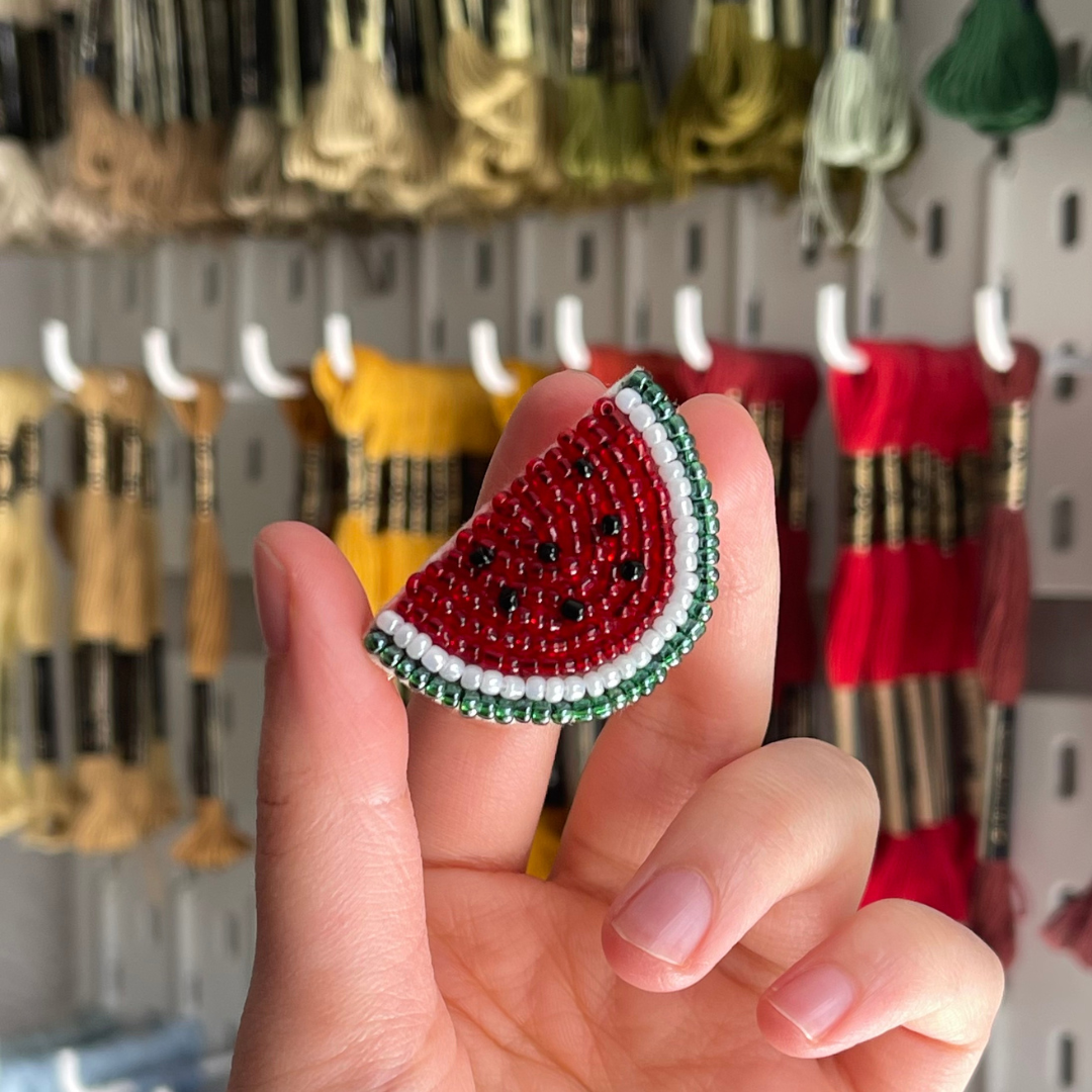 DIY Beaded Watermelon Tutorial & Pattern – Digital Embroidery Guide (EN / DE / TR) 🍉
